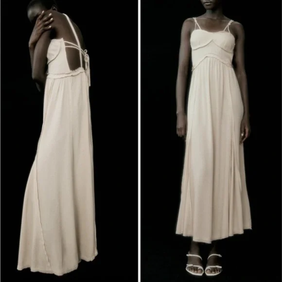 Zara Cream Maxi Dress - Picture 2 of 10